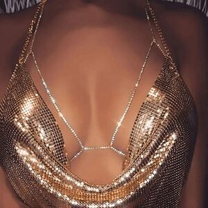 Diamond Silver Body Chest Chain